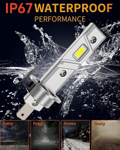 H7 Bulb 35000LM 120W, High and Low Beam, 6500K White, 1:1 Mini Size Plug and Play, Non Polarity, Fanless H7 Fog Lights, 500% brightness upgrade, 30000 Hours of Service Life （Pack of 2） in Kuwait