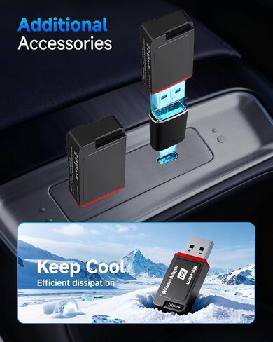 محول CarPlay اللاسلكي 2 في 1 لـ iPhone & Android ، قم بتحويل سلكية إلى محول Apple CarPlay اللاسلكي ، وحجم مصغرة مع كابل التمديد USB و USB-A/Type-C ، والتحكم المستقر ولا يوجد تأخير in Kuwait