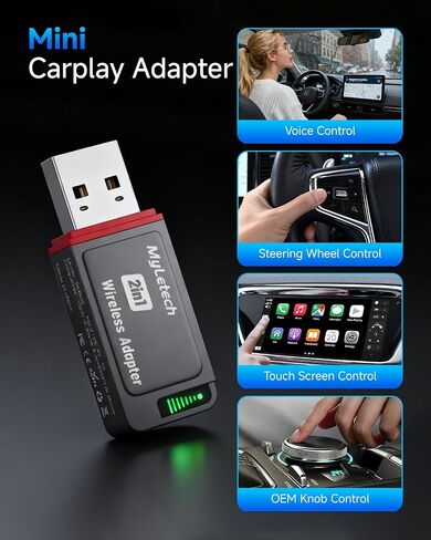 محول CarPlay اللاسلكي 2 في 1 لـ iPhone & Android ، قم بتحويل سلكية إلى محول Apple CarPlay اللاسلكي ، وحجم مصغرة مع كابل التمديد USB و USB-A/Type-C ، والتحكم المستقر ولا يوجد تأخير in Kuwait
