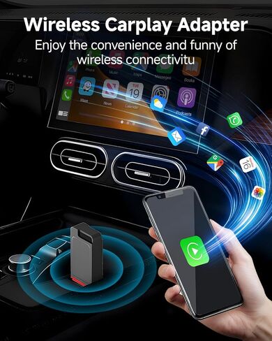محول CarPlay اللاسلكي 2 في 1 لـ iPhone & Android ، قم بتحويل سلكية إلى محول Apple CarPlay اللاسلكي ، وحجم مصغرة مع كابل التمديد USB و USB-A/Type-C ، والتحكم المستقر ولا يوجد تأخير in Kuwait