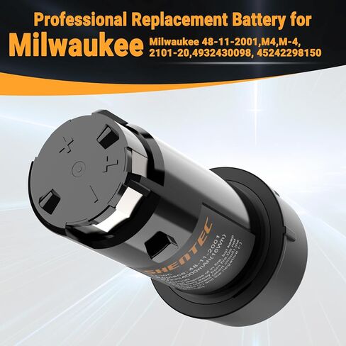 Shentec 2 حزمة 4V 4.0Ah بطارية ليثيوم أيون متوافقة مع ميلووكي 48-11-2001، M4، M-4،2101-20،4932430098، 45242298150 in Saudi Arabia