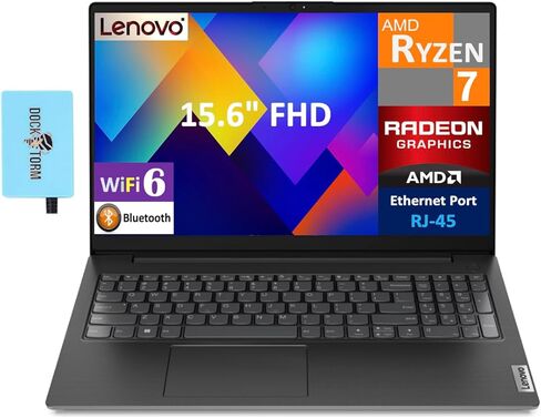 Lenovo V15 Business Labtop 15.6 "عرض FHD (AMD Ryzen 7 7730U (Beats I7-1255U) ، 40GB DDR4 ، 1TB PCIE SSD ، AMD Radeon ، WiFi 6 ، Bluetooth 5.2 ، WebCAM ، RJ-45 ، WIN 11 Pro) W/DKZ Port in Kuwait