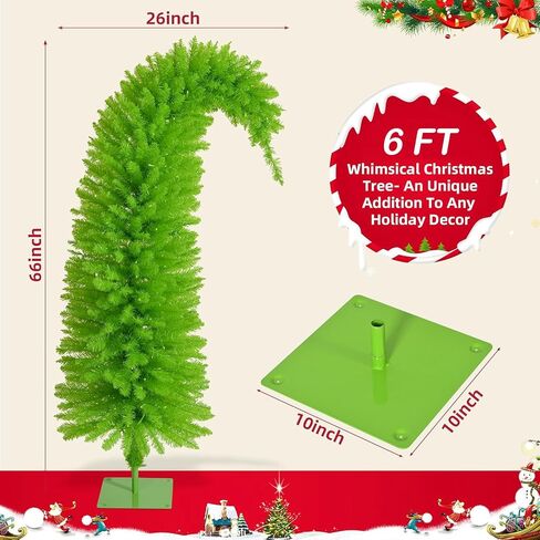 Whimsical Christmas Tree - 5.5 FT Pre-Lit Artificial Grinchs Christmas Tree with Lights - 480 Tips/ 170 LED Lights/Metal Stand - Perfect for Christmas Decorations Indoor/Party Decoration in Saudi Arabia