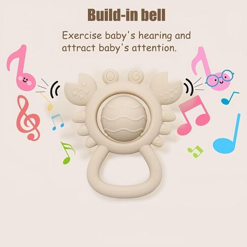 Baby Teething Toys Baby Rattle Toys Food Grade Silicone Rattles and Teethers for Newborn Soft Infants Toddlers Crab Shake Rattle Chew Toy BPA Free Babies Boy and Girl Gift in Kuwait
