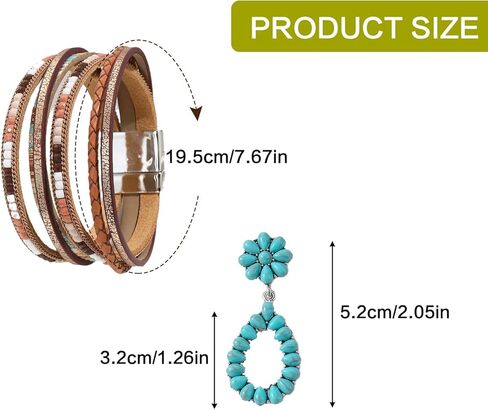 QCWN Women's Western Cowgirl Necklace Set - Layered Boho Necklaces with Vintage Turquoise, Moon, Cowboy Boot | Western Accessories for Country Outfits in Kuwait