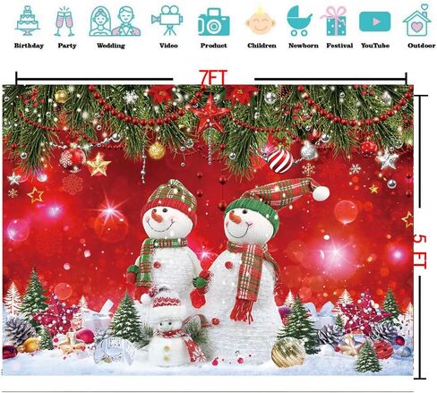 CYLYH 7x5ft عيد ميلاد سعيد خلفية راية حمراء عيد الميلاد ثلج راية حزب زينة عيد الميلاد عطلة سنة جديدة سعيدة خلفية ديكور in Kuwait