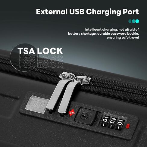 20 Inch Carry-on with USB Port & TSA lock, Expandable Carry on Airline Approved Top Opening Luggage Durable Suitcase Lightweight Hardside Luggage, Travel Carry On with 360° Double Spinner Wheels in Saudi Arabia