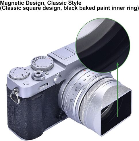 غطاء عدسة معدني مربع لملحقات كاميرا Fuji X100VI، غطاء عدسة كاميرا مغناطيسية قديمة مقاومة للغبار من سبائك الألومنيوم مع حاجز (أسود) in Kuwait