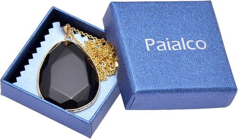 Paialco قطع الأوجه الطبيعية روز كوارتز الكريستال قلادة كبيرة قطرة مسطحة، الذهب الأصفر المذهب in Saudi Arabia