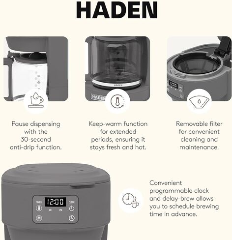 Haden Chelsea 10 Cup Maker Digital Drip Coffee Maker مع Carafe و Ivory & Chrome in Saudi Arabia