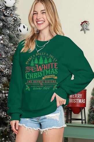 MYHALF بلوزات عيد الميلاد البيضاء للنساء 2025 أشجار عيد الميلاد قميص عيد الميلاد عطلة Crewneck البلوزات الأسرة Pjs خفيفة الوزن in Saudi Arabia