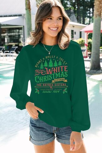 MYHALF بلوزات عيد الميلاد البيضاء للنساء 2025 أشجار عيد الميلاد قميص عيد الميلاد عطلة Crewneck البلوزات الأسرة Pjs خفيفة الوزن in Saudi Arabia