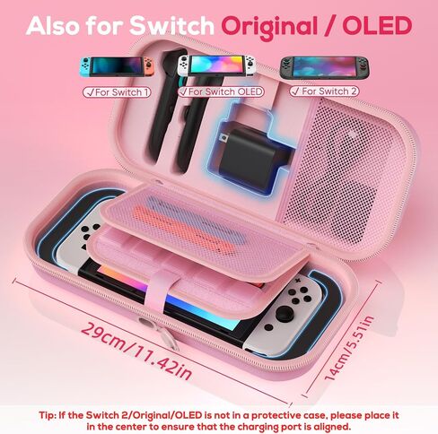 [الشحن الداخلي] حقيبة حمل لجهاز Nintendo Switch 2 2025 / Switch OLED مع محول وتخزين Joy Cons، حقيبة سفر مع حافظة واقية شفافة لوحدة التحكم Switch 2 (مجموعة سوداء) in Saudi Arabia
