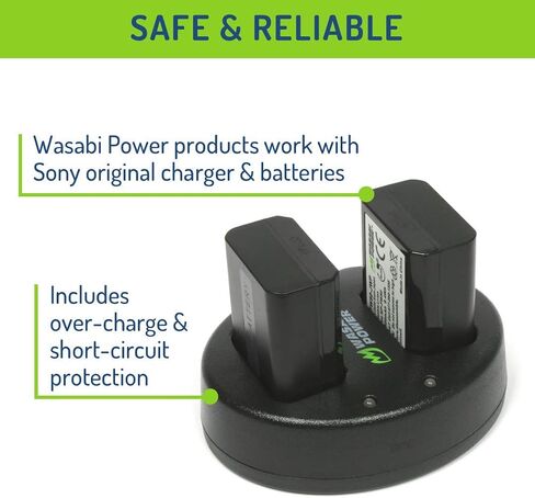 Wasabi Power Battery (4-Pack) and Dual USB Charger for Sony NP-FW50 and ZV-E10, Alpha a5100, a6000, a6300, a6400, a6500, Alpha a7, a7 II, a7R, a7R II, a7S, a7S II, DSC-RX10 III, RX10 IV & More in Saudi Arabia