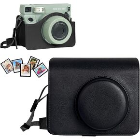 CAIYOULE Wide 400 Camera Case, for fujifilm Instax wide 400 Camera bag, PU Leather Carrying Bag with Magnetic Photo Pouch，No Camera，Black in Kuwait