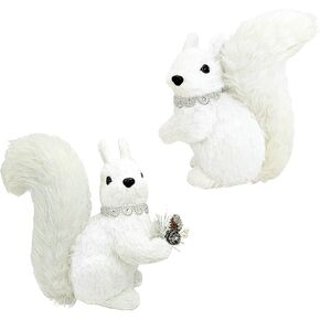 Naturevibe 18 بوصة السيزال عيد الميلاد الرنة مجموعة من 2، حيوانات الغابات واقعية تمثال الرنة مع لهجة فضية لزينة عيد الميلاد البيضاء، ديكورات الطاولة المركزية أو ديكور الموقد in Kuwait