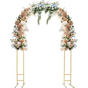 Gold 7.2Ft Metal Floral Display Frame Round Top Double Arch Backdrop Stand Party in Saudi Arabia