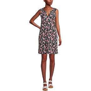 Lands' End Womens Cotton Jersey Sleeveless Cover-up Dress Colorblock Black Multi Paisley Floral Plus 3x in Kuwait