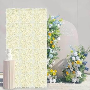 White Flower Wall Panels Backdrop: Wedding Artificial Flower Wall Backdrop 5ft by 7.5ft Hydrangea Floral Wall for Wedding Anniversary Party Decoration (24 Pcs 15 x 15 Inch) in Saudi Arabia