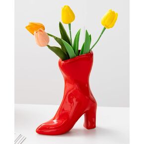Female Boot Vase, Nordic Modern Ceramic Flower Vase for Home Decor, Table Centerpiece, Olive Plant, Wedding, Living Room, Bookshelf, Office, Modern Home, Entryway, Console (Black) in Saudi Arabia