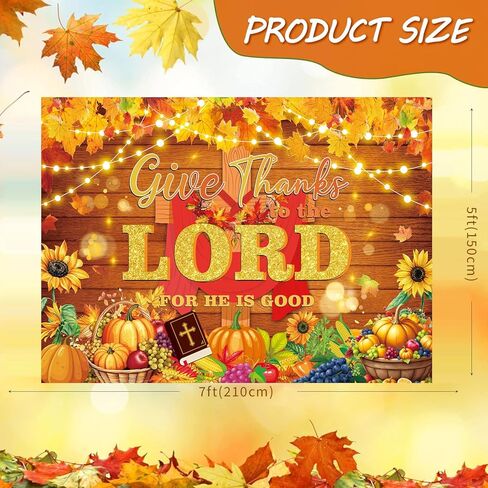 تقديم الشكر للرب لأنه خلفية جيدة 7x5FT الخريف اليقطين أوراق القيقب خلفية عيد الشكر المسيحي زينة الحفلات لوازم صور الدعائم in Kuwait