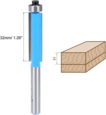 Router Bit 1/4 Shank 3/8 inch Cutting Dia. Flush Trim with Bearing 2 Flutes Carbide for Woodworking Milling Cutter Tool 2pcs in Saudi Arabia