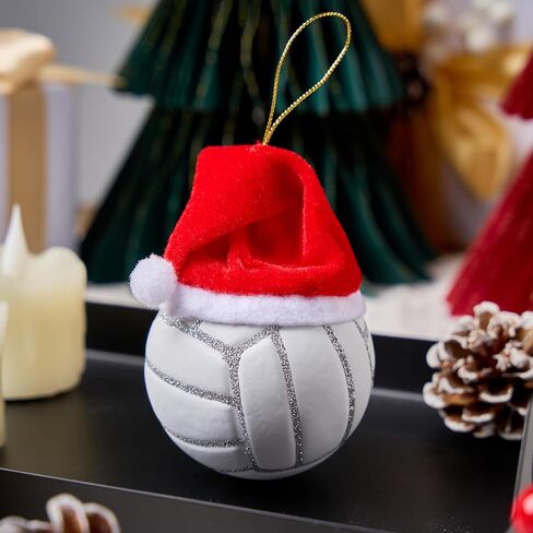 Joiedomi Christmas Volleyball Glass Small Ornament, Sports Ball Glass Blown Mini Ornament, Boys Sports Decorations for Xmas Gift Holiday Party Favor Indoor Decoration in Kuwait