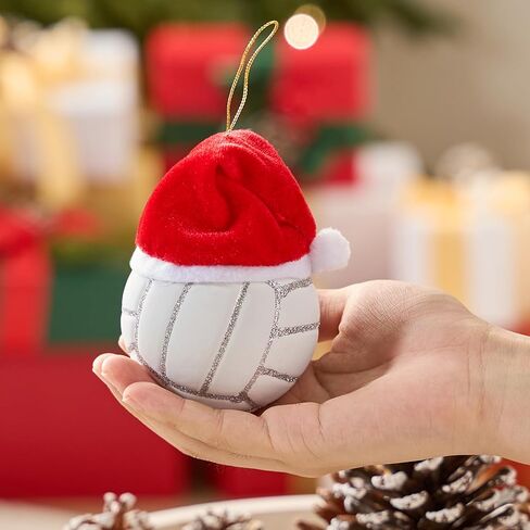 Joiedomi Christmas Volleyball Glass Small Ornament, Sports Ball Glass Blown Mini Ornament, Boys Sports Decorations for Xmas Gift Holiday Party Favor Indoor Decoration in Kuwait