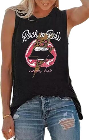 Rock n Roll Tank Top Women Vintage Country Music Shirts Vest Rock Concert Band Tees Summer Sleeveless Graphic Tops in Saudi Arabia