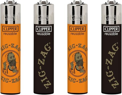 Clipper - كلاسيكي كبير القابل لإعادة الاستخدام - ولخات قابلة لإعادة التعبئة القابلة لإعادة التعبئة الحزمة - استبدل البوتان ، فلينت ، وعجلة الشرارة للأضواء غير المحدودة - 8 حزمة - Zig Zag 2 in Kuwait