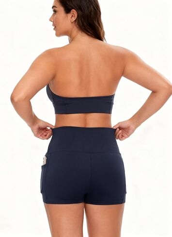2 Pack Womens Biker Shorts with Pocket High Waisted Yoga Shorts Grey in Saudi Arabia