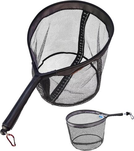 Aventik Fly Fishing Net Landing Trout Net with Ruler Tackle Bag Lightweight Rubber-Coated Mesh Nets with Non-Slip Handle Fly Fishing Gear 18 x 13 inch Hoop 7.5 inch Handle (Black) in Saudi Arabia