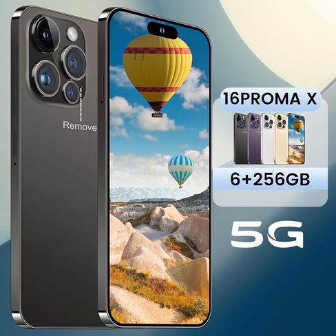 16Proma x Smartphone Smartphone 6.9 "HD Screen 6+256GB الهاتف الذكي مع بطاقة ذاكرة 128G نظام جديد 6800 مللي أمبير في الساعة بطارية مزدوجة SIM/Photeprint معرف/GPS (أسود) in Kuwait