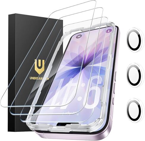 iPhone iPhone 16 Pro Max Screen Protector 3 عبوات ، 3 حماة زجاجية متفرقة + 3 حماة عدسة الكاميرا ، صلابة 9H ، وضوح عالي الدقة ، مكافحة الأضداد ، ودية للحالة ، 6.9 بوصة in Saudi Arabia
