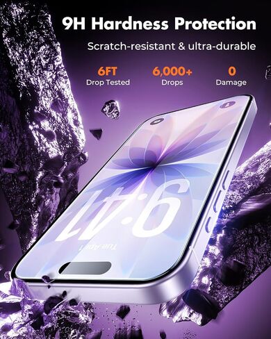 iPhone iPhone 16 Pro Max Screen Protector 3 عبوات ، 3 حماة زجاجية متفرقة + 3 حماة عدسة الكاميرا ، صلابة 9H ، وضوح عالي الدقة ، مكافحة الأضداد ، ودية للحالة ، 6.9 بوصة in Saudi Arabia