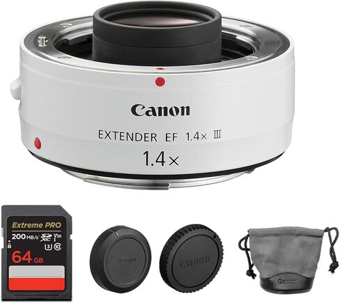 Canon Extender EF 1.4X III | L-Series Teleconverter for Canon EF Lenses | Increases Focal Length for Sports, Wildlife & Telephoto Photography (4409B002) + 64GB Memory Card in Saudi Arabia