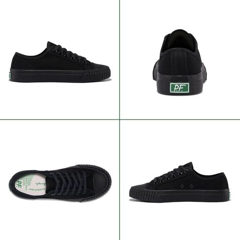 حذاء رياضي PF Flyers 1993 أسود منخفض للرجال والنساء، حذاء رياضي كاجوال من القماش الأصلي، حذاء أسود للجنسين in Kuwait