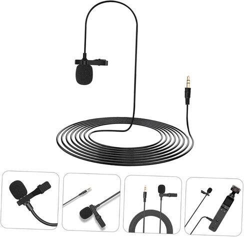 DOITOOL 2 قطعة ميكروفون Lavalier مشبك تصميم موصل لميكروفون مكثف عالي الوضوح للمقابلات وتدفق الفيديو in Saudi Arabia