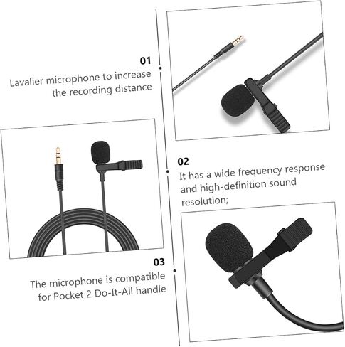 DOITOOL 2 قطعة ميكروفون Lavalier مشبك تصميم موصل لميكروفون مكثف عالي الوضوح للمقابلات وتدفق الفيديو in Saudi Arabia