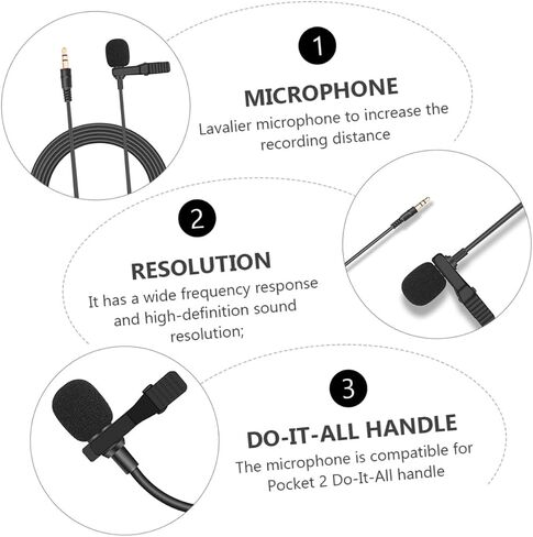 DOITOOL 2 قطعة ميكروفون Lavalier مشبك تصميم موصل لميكروفون مكثف عالي الوضوح للمقابلات وتدفق الفيديو in Saudi Arabia