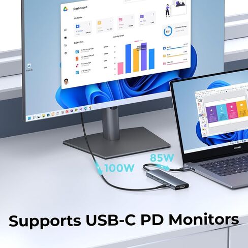 يدعم مركز إخراج الفيديو USB C ، ومحطة إرساء مراقبة مزدوجة شاشة USB-C PD ، و Thunderbolt Splitter للشاشة المحمولة ، وإخراج الفيديو 4K@30-60Hz ، و 4 Port Gen2 10GBPS ، PD 100W in Kuwait