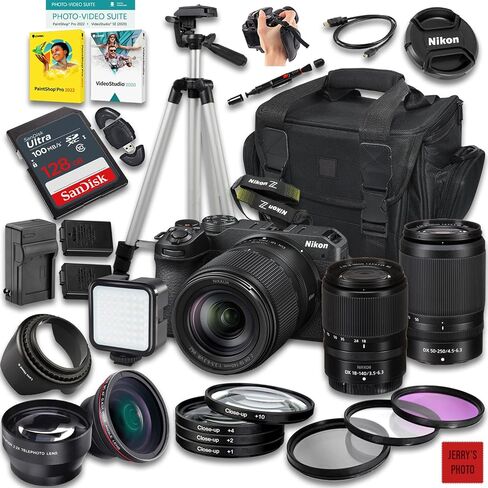 Nikon Z30 Mirrorless Camera with Z DX 18-140mm f/3.5-6.3 VR and 50-250mm f/4.5-6.3 VR Lens + 128 GB Memory + Extra Battery + Camera Case + Tripod + More (30pc Bundle) (Renewed) in Saudi Arabia