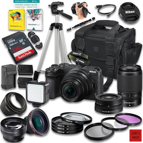 Nikon Z30 Mirrorless Camera with Z DX 16-50mm f/3.5-6.3 VR and 50-250mm f/4.5-6.3 VR Lens + 128 GB Memory + Extra Battery + Camera Case + Tripod + More (30pc Bundle) (Renewed) in Saudi Arabia