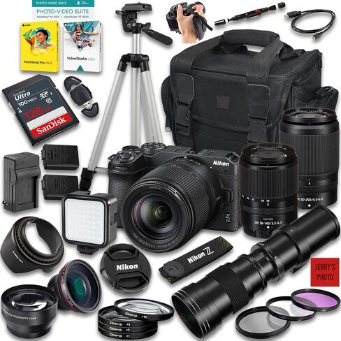 Nikon Z30 Mirrorless Camera with Z DX 18-140mm f/3.5-6.3 VR and 50-250mm f/4.5-6.3 VR & 420-800mm f/8 Lens + 128 GB Memory + Extra Battery + Camera Case + More (32pc Bundle) (Renewed) in Saudi Arabia
