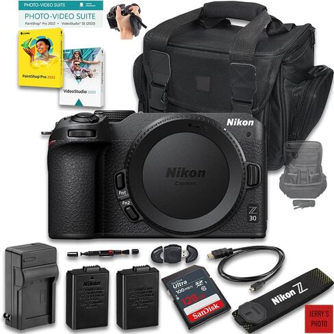 Nikon Z30 Mirrorless Camera (Body Only) + 128 GB Memory + Extra Battery + Extra Charger + Camera Case + HDMI Cable+ More (14pc Bundle) (Renewed) in Saudi Arabia