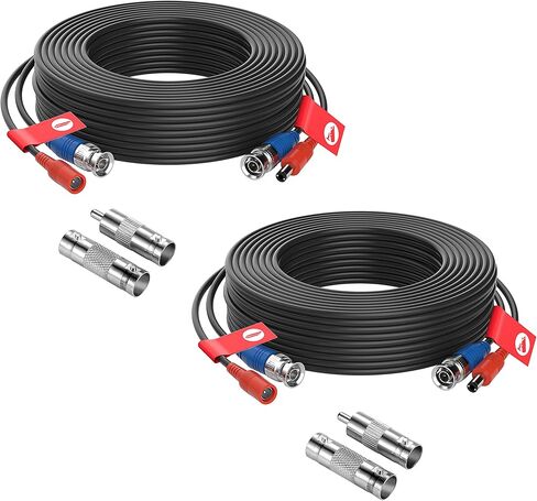 Zosi 2 Pack 33ft (10 أمتار) كابل طاقة فيديو All-In-One ، وكابلات كاميرا مراقبة BNC للمراقبة لأنظمة CCTV Video Security DVR (تضمنت موصلات BNC 2x ومحولات 2x RCA) in Kuwait