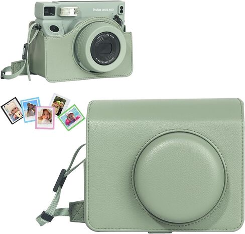 CAIYOULE Wide 400 Camera Case, for fujifilm Instax wide 400 Camera bag, PU Leather Carrying Bag with Magnetic Photo Pouch，No Camera，Black in Kuwait