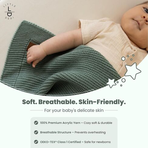 Soft Knit Baby Blanket 30x40 in, Stone – Oeko-Tex Certified, Breathable Swaddle & Receiving Blanket for Newborns, Crib & Stroller, Machine Washable in Saudi Arabia
