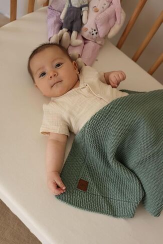 Soft Knit Baby Blanket 30x40 in, Stone – Oeko-Tex Certified, Breathable Swaddle & Receiving Blanket for Newborns, Crib & Stroller, Machine Washable in Saudi Arabia