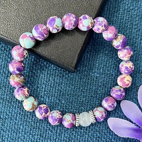 Anxiety Beaded Bracelet Unisex Handmade Natural Crystal Bracelet Purple Aventurine & Tiger Eye Bracelets Good Luck Jewelry in Saudi Arabia